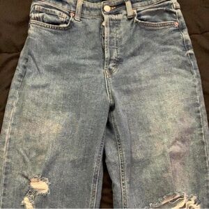 High-Waisted Ripped Style Baggy Jeans